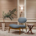 Ver imagem 7 de Poltrona Decorativa Yves Base Madeira Castanho Bouclé Azul Claro - Nexta Casa