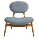 Ver imagem 2 de Poltrona Decorativa Yves Base Madeira Castanho Bouclé Azul Claro - Nexta Casa