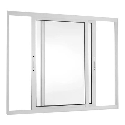 Janela de Alumínio Branco Vitro de Correr 2 Folhas Móveis sem Grade Linha Harmony- 1.00 L X 1.00 a