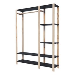 Arara de Roupas e Sapatos Closet Aberto Quarto Moderno e Prático Technox Preto - 2
