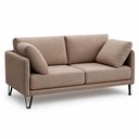 Ver imagem 2 de Sofá Sala de Estar Atena Fixo Pés de Ferro 174cm 2 Lugares Linho Marrom Claro M1 - Monari Design