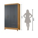 Ver imagem 2 de Kit Guarda Roupa Solteiro Chile e Cômoda Dhara Freijó Cinza