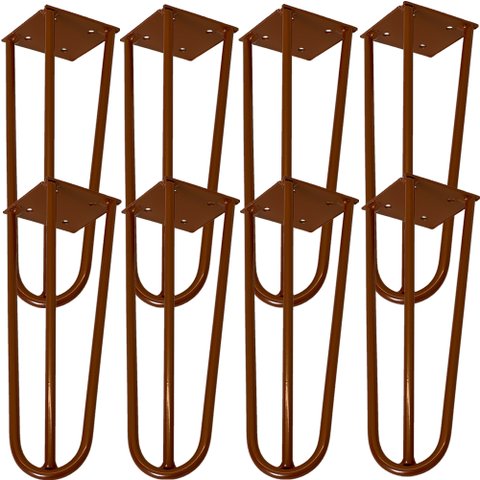 Kit 08 Pés de Ferro Aço Hairpin Legs 25 Cm Bronze A01 Sofá Móveis Mesa - Inoviza