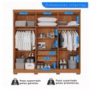 Ver imagem 2 de Guarda Roupa Casal Santorini 8 Portas de Bater 2 Gavetas com Espelho Cinamomo 241cm
