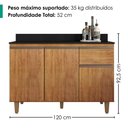 Ver imagem 3 de Balcao com Tampo 3 Portas 1 Gaveta 120 cm Canada Cedro Rudk