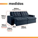 Ver imagem 3 de Sofá Retrátil e Reclinável 3 Lugares 2,40m Malibu