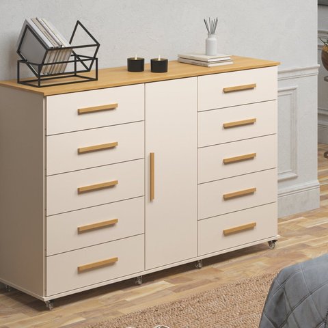 Cômoda Sapateira 1 Porta 10 Gavetas com Rodízio Monterrey Yescasa