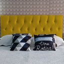 Ver imagem 1 de Cabeceira Estofada Queen Capitonê Luna Suede Liso Amarelo 160 X 80 cm RBL