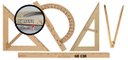 Ver imagem 1 de Kit Geométrico do Professor Mdf Com Régua 60 cm, 1 Compasso Para Giz 1 Esquadro 30 Graus 1 Esquadro