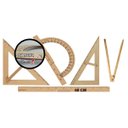 Ver imagem 1 de Kit Geométrico do Professor Mdf Com Régua 60 cm, 1 Compasso Para Giz 1 Esquadro 30 Graus 1 Esquadro