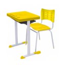 Ver imagem 1 de Kit Escolar Individual – (mesa e Cadeira) – Adulto – Tampo Plástico - Cor Amarelo - Mrplast - 54003