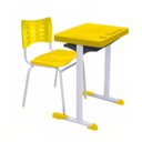 Ver imagem 2 de Kit Escolar Individual – (mesa e Cadeira) – Adulto – Tampo Plástico - Cor Amarelo - Mrplast - 54003