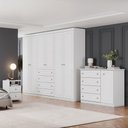 Ver imagem 1 de Quarto Casal Completo Americana 7 Portas 12 Gavetas Branco HP Móveis Henn