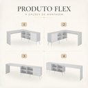Ver imagem 3 de Kit Mesa de Costura 3 Gavetas 4 Nichos Multimóveis com Estante Retrô Branco
