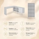 Ver imagem 6 de Kit Mesa de Costura 3 Gavetas 4 Nichos Multimóveis com Estante Retrô Branco