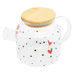 Chaleira Vidro Borossilicato com Tampa de Bambu Heart 600ml - 2