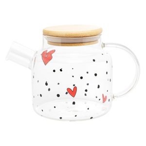 Chaleira Vidro Borossilicato com Tampa de Bambu Heart 600ml