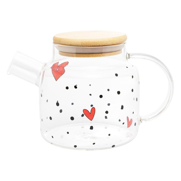 Chaleira Vidro Borossilicato com Tampa de Bambu Heart 600ml