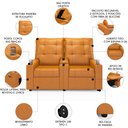 Ver imagem 3 de Poltrona de Cinema Reclinável 2 Lugares Baú Usb Mallie Fh9 Pu Whisky - Mpozenato