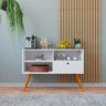 Aparador para Sala Pequena Buffet Branco com Pés Madeira Multiuso Rack Café - 4