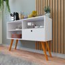 Aparador para Sala Pequena Buffet Branco com Pés Madeira Multiuso Rack Café - 3