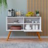 Aparador para Sala Pequena Buffet Branco com Pés Madeira Multiuso Rack Café - 2