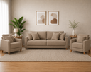Ver imagem 1 de Conjunto Lisboa Linho Bege Premium - Sofá 1.80 m + 2 Poltronas