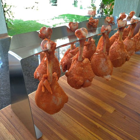 Suporte para 12 Coxas de Frango BBQ - Chicken Lollipop -Inox