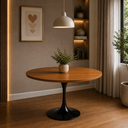 Ver imagem 2 de Mesa de Jantar Saarinen Preto Redonda 100cm - MDF Melamínico Freijó