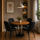 Ver imagem 1 de Mesa de Jantar Saarinen Preto Redonda 100cm - MDF Melamínico Freijó