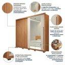Ver imagem 5 de Guarda Roupa Casal 2 Portas 2 Gavetas com Espelho e Cabideiro 245x233x55cm
