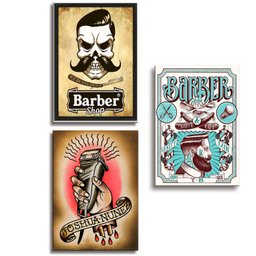 Kit 10 Placas Barbearia Quadros Decoração Painel 28,7x22cm - 7