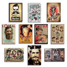 Kit 10 Placas Barbearia Quadros Decoração Painel 28,7x22cm - 1