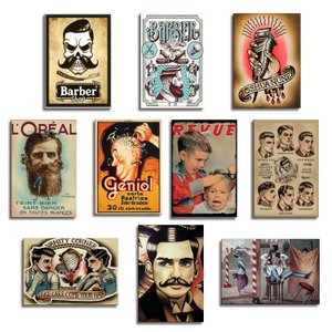 Kit 10 Placas Barbearia Quadros Decoração Painel 28,7x22cm