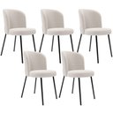 Ver imagem 1 de Kit 5 Cadeiras Sala de Jantar Estofada Gavi L02 Bouclê Cru - Lyam Decor