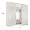 Ver imagem 5 de Guarda-Roupa Casal 6 Portas com Espelho e 6 Gavetas Branco