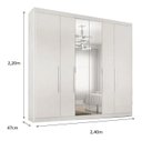 Ver imagem 5 de Guarda-Roupa Casal 6 Portas com Espelho e 6 Gavetas Branco