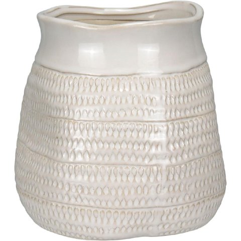 Vaso Decorativo Enfeite Casa Home&Co Cerâmica 17x18x18cm Marfim