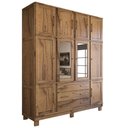 Ver imagem 3 de Guarda-Roupa Casal Rústico Madeira Maciça 10 Portas 3 Gavetas com Espelho e Pés Castanho - Panorama
