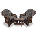 Ver imagem 1 de Conjunto de Poltronas Fibra Sintética Janaína - 2 Poltronas + 1 Mesa Centro - Tecido Duna Fendi