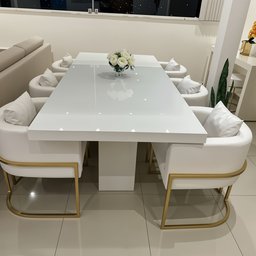 Mesa de Jantar Mdf Laminado Laca Auto Brilho 200x100cm - Branca (somente Mesa) - 4