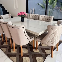 Mesa de Jantar Mdf Laminado Laca Auto Brilho 200x100cm - Branca (somente Mesa) - 6