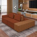 Ver imagem 1 de Sofá Ilha com Encosto e Almofadas Móveis Olimpo 265cm Modulado Linho/pu Terracota/caramelo G45 - Gra