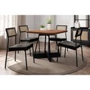Ver imagem 1 de Conjunto: Mesa Sala Jantar Átria 1593 Aço C/ Tampo Madeirado 90x90cm e 4 Cadeiras Lux Preto/nogal