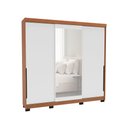 Ver imagem 2 de Guarda-roupa Casal Madrid 3 Portas 4 Gavetas com Espelho Branco/freijó - Politorno
