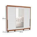 Ver imagem 4 de Guarda-roupa Casal Madrid 3 Portas 4 Gavetas com Espelho Branco/freijó - Politorno