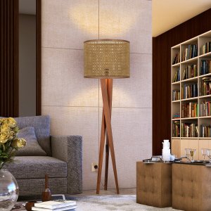 Luminária Abajur Paris Cúpula Indiana Detalhada Sala Bivolt - Teca/marrom