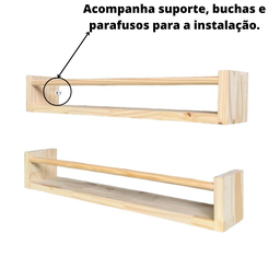 2 Prateleira de Madeira para Livros e Decoração - Dulce Slim 50 Cm - 3