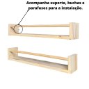 Ver imagem 4 de Kit 2 Prateleiras de Parede em Madeira para Decoração e Livros – Dulce Slim 50cm