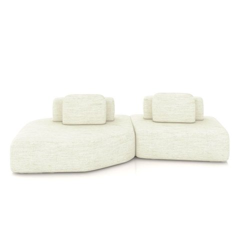 Sofá Ilha Dakota 2 Módulos 310cm Encostos Almofadas Soltas Linho Offwhite G33 - Gran Belo